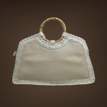SR2 WOVEN HANDBAG BAMBOO DETAIL
